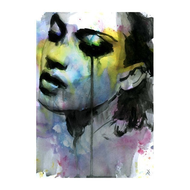 Painting Print Large Watercolor Mixed Media 28"X20"