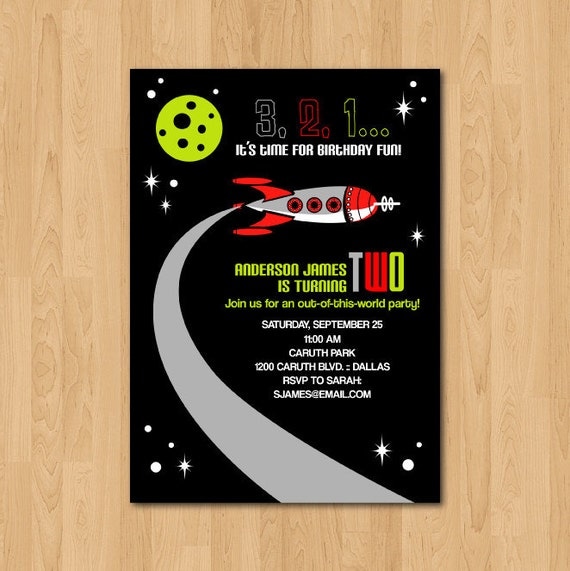PRINTABLE Space themed birthday party invitation by chachkedesigns