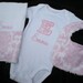 Baby Girl Gift Set - Pink Dynasty Damask Minky Personalized Onesie and Burp Cloth with Dribble Bib FREE SHIPPING