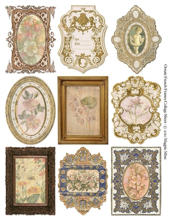 Ornate French Frames with Botanical Prints Collage by MagpieMine