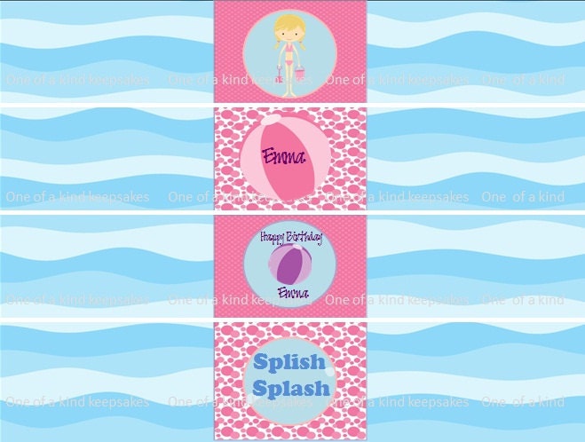Splish Splash Bash water bottle Wraps PRINTABLE DIY