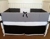 Custom Crib Bedding Set - Black and White