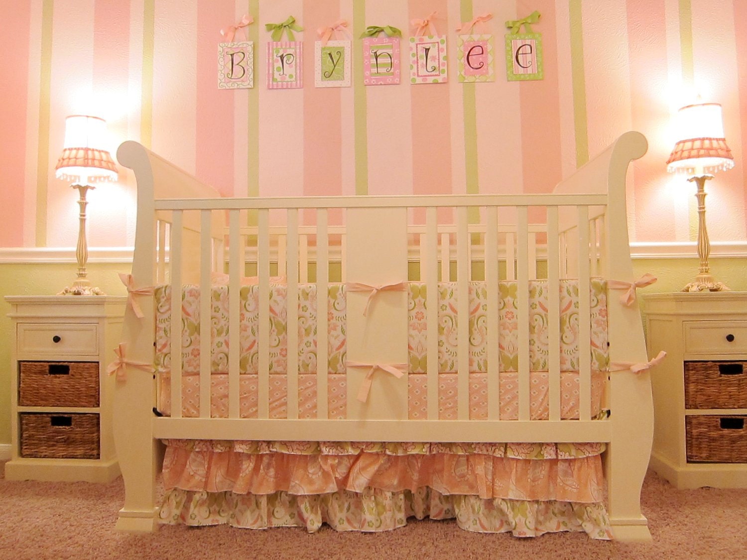 Custom Crib Bedding Set - Bella Butterfly