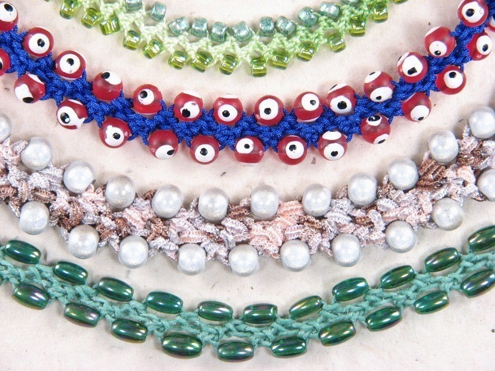 PDF Instruction to  Create my Fun Turkish Flat Bead Crochet Bracelet