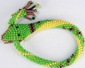 Bead Crochet Springtime Green Snake Bracelet