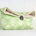 Makeup Bag, Spring Green and Ivory Clutch Purse, Great for Travel, Gift Under 25, Bridesmaid Gift