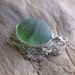 Natural Sea Glass Sterling Silver Pendant Necklace Green Multicolor (287)