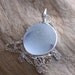 Natural Sea Glass Silver Pendant Necklace Blue Wisps on Soft White (288)