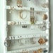 Jewelry Holder, Earring Organizer, White Cabinet Grade Semi-Gloss Paint, Hanging, Maple, Wood, 90-180 Pairs, 7 Peg Necklace Holder