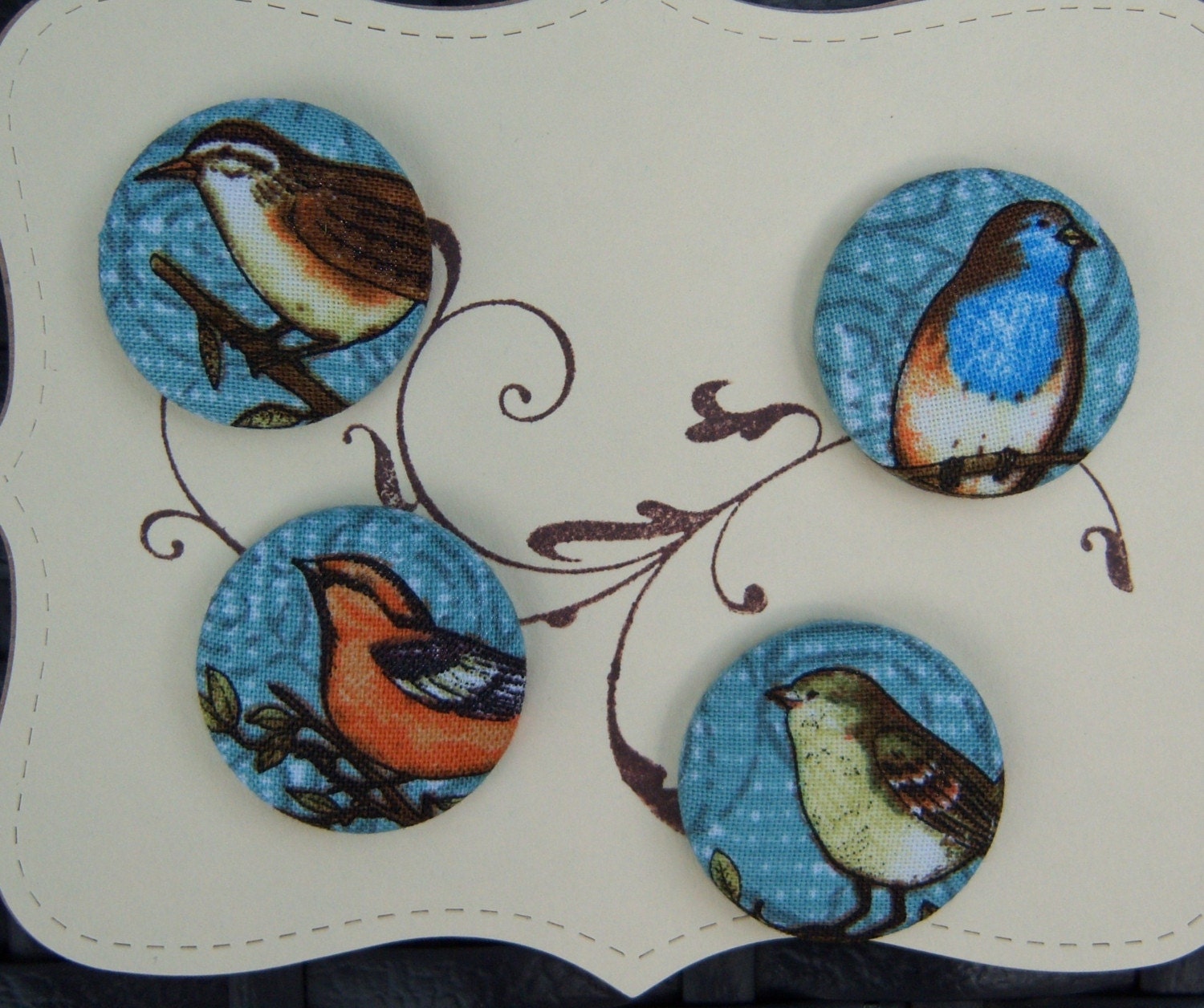 Debbie Mumm-Birds-fabric covered button collection 2-size 45