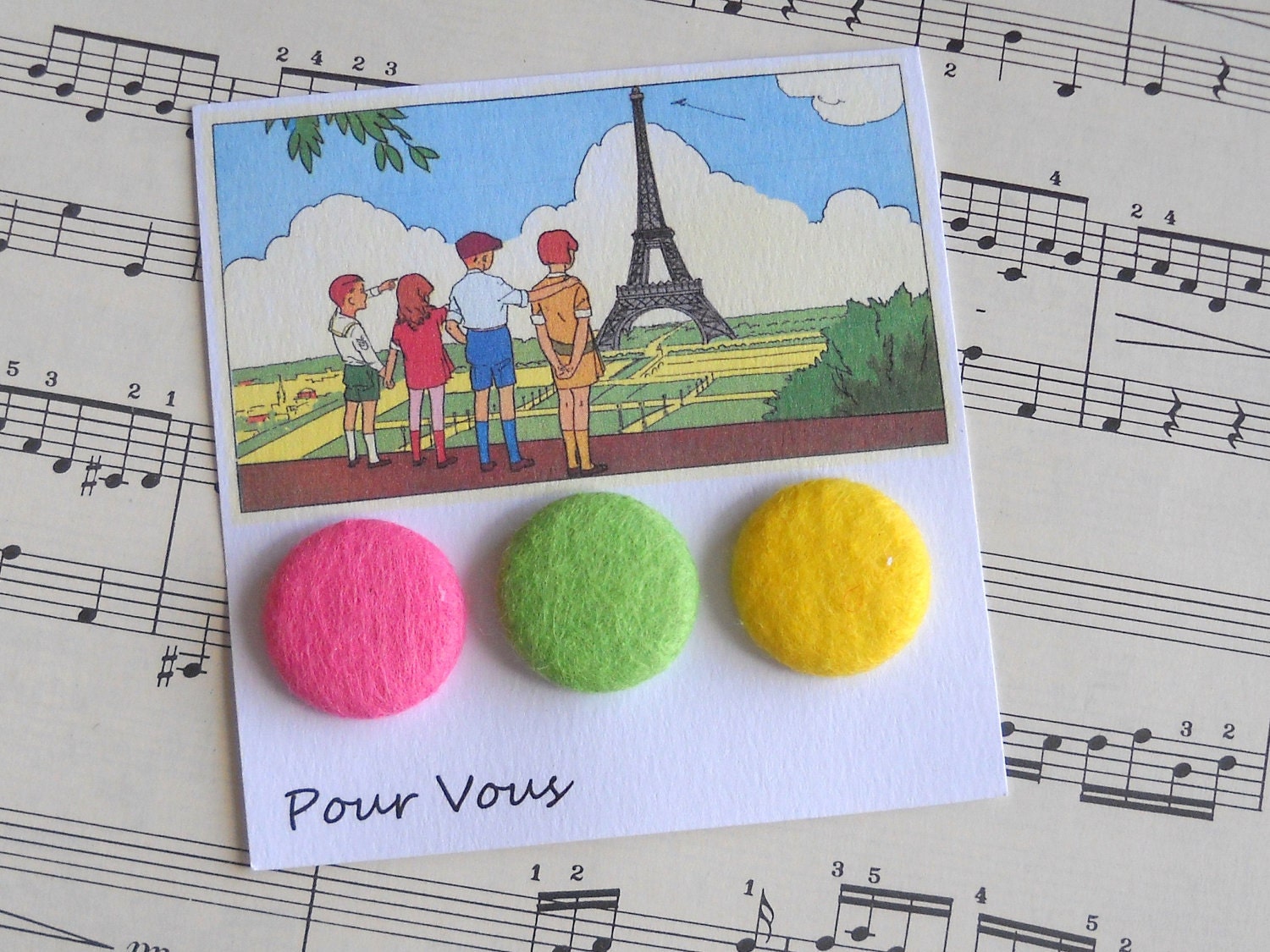 Sweet times - - felt lapel pin trio