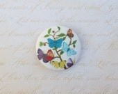 Garden Butterflies Fabric Button Pendant and Broach