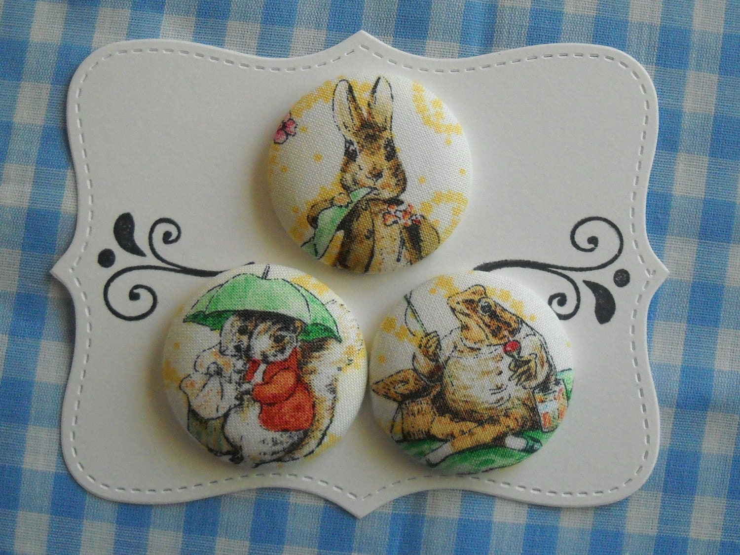 Peter Rabbit- fabric covered button collection 2 -size 60