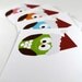 Christmas Owl Greeting Cards, Christmas Cards, Christmas Stationery, Santa Hats, Holiday Greetings, CIJ - set of 8