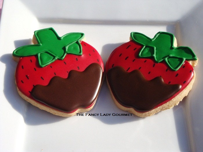 Chocolate covered strawberry cookies 1 dozen - TheFancyLadyGourmet
