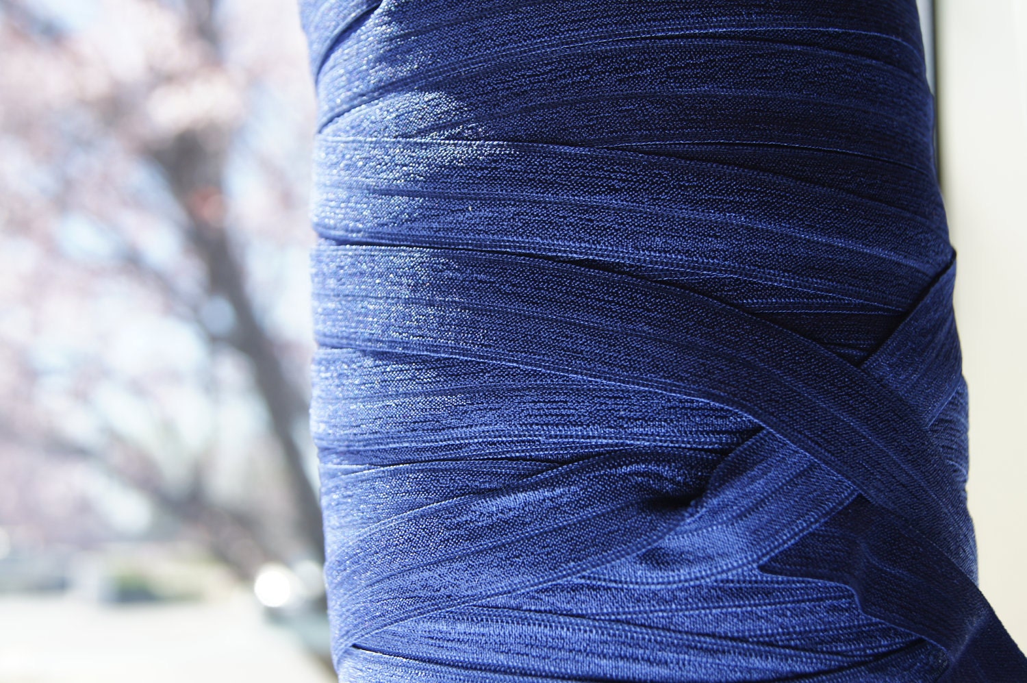 5/8" Inch Fold Over Elastic - 5 Yards of Deep Sapphire Blue FOE