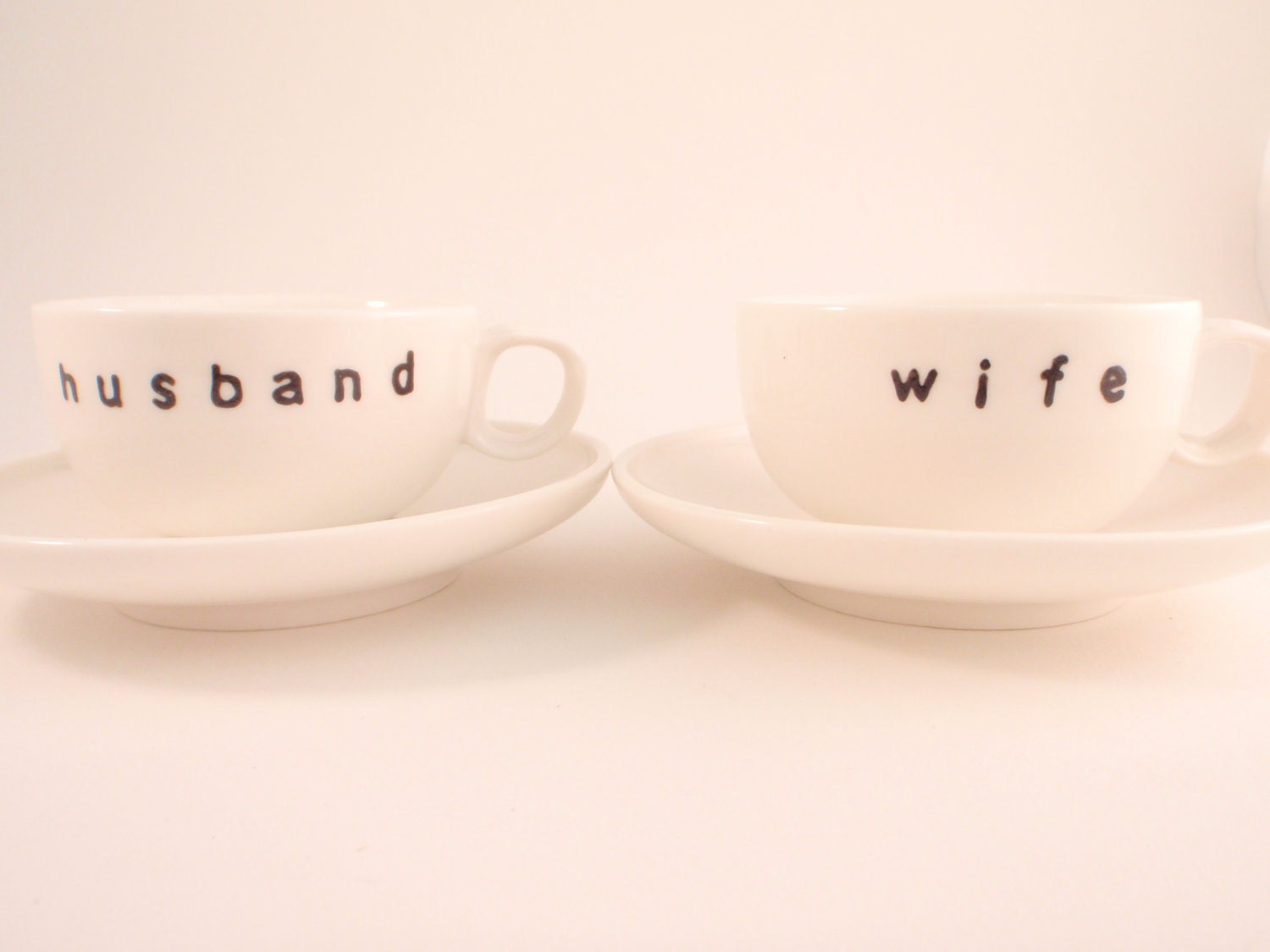 Hand Painted Husband and Wife Espresso Cups and Saucers