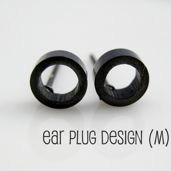 Mens Earrings Black Stud Earrings for Guys Look by 360Jewels