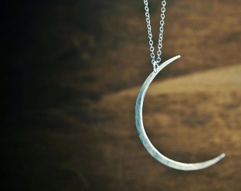 Seeing The Dark Side of the Moon Necklace- Large Hammered Crescent Moon Shape - SoulPeaces