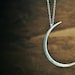 Seeing The Dark Side of the Moon Necklace- Large Hammered Crescent Moon Shape
