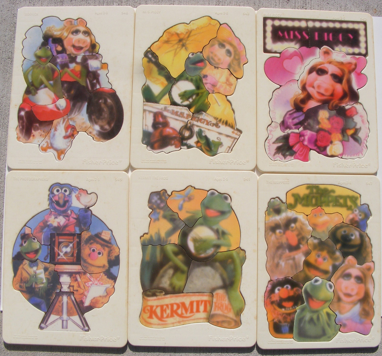 Set of Six 1981 Jim Henson Muppets Fisher-Price Frame Tray Puzzles