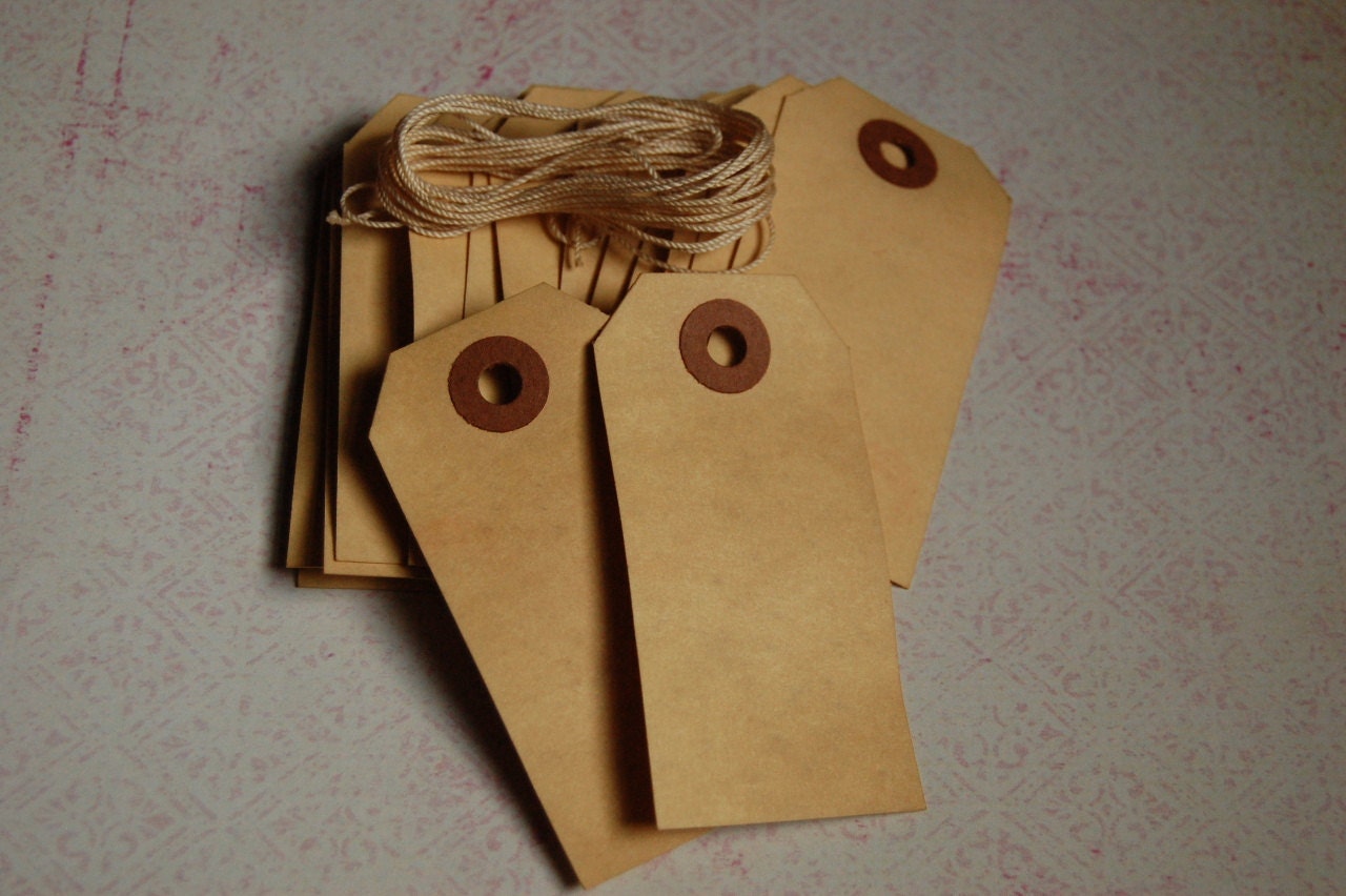 15 Medium Tea Stained Manilla Shipping Tags 3 3/4 x 1 7/8