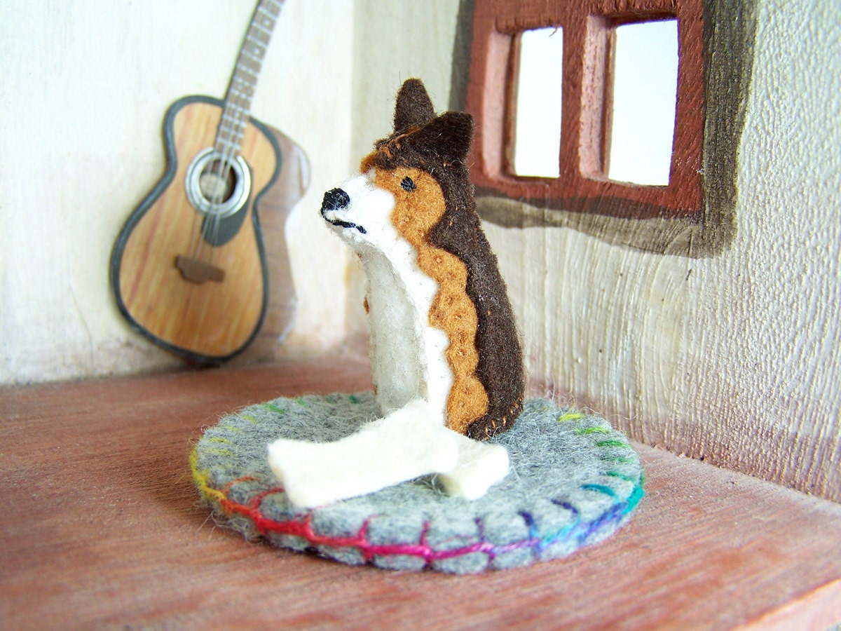 Little Dog Plush Toy - Tiny Little Wool Felt Animal, Heirloom Children's Toy