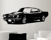 Old School 1965 Ford Mustang Muscle Car/Vinyl Wall Art-CHOOSE ANY COLOR