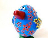 Small Blue Folk-art Bird Figurine
