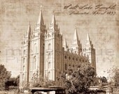 Vintage Salt Lake LDS Temple print  Great Gift