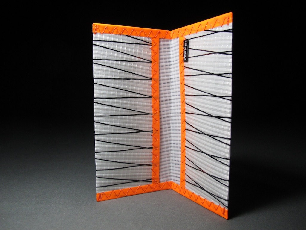 Sailcloth Checkbook Cover - White Xply and Orange