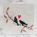 LOVE Song Original Encaustic Painting Pink Heart Bird Pink Blossoms Wedding
