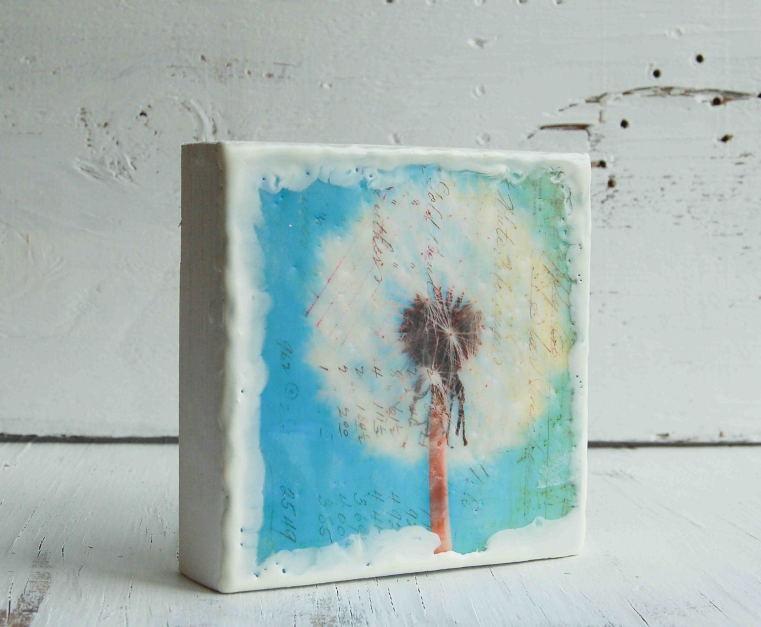 Counting WISHES Original Encaustic Mixed Media Painting