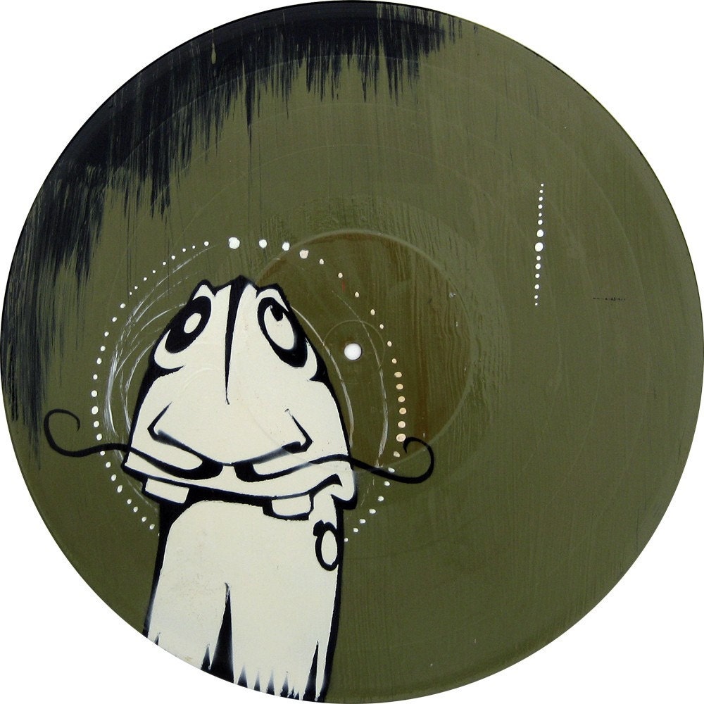 mustache jimmy - Vinyl record painting tolentino 12x12in ready to hang