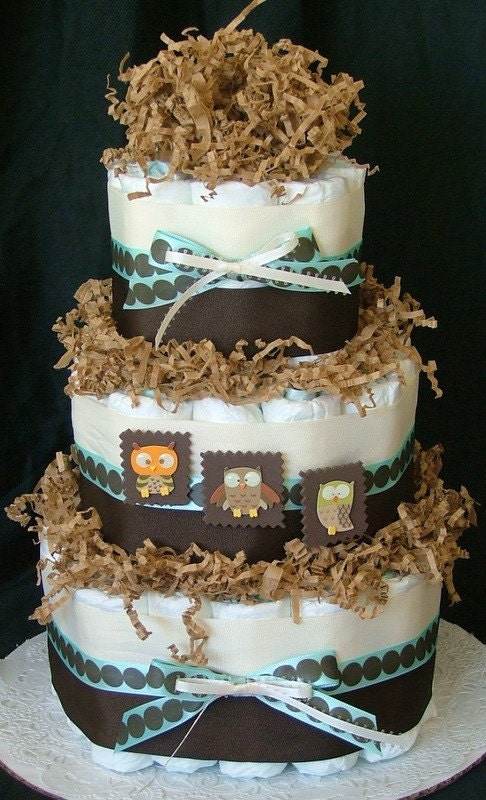 Brown Owl Diaper Cake