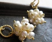Pearl earrings, white freshwater pearl dangle earrings, bridal earrings, Bridesmaid pearl jewelry, flower girls