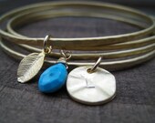 Personalized bangles, set of 4 gold bangles, initial bangles, initial birthstone jewelry, bridesmaid gifts