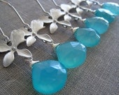 Bridesmaid orchid earrings, set of 3 gemstone silver orchid earrings, customize stone, gold or silver, wedding party