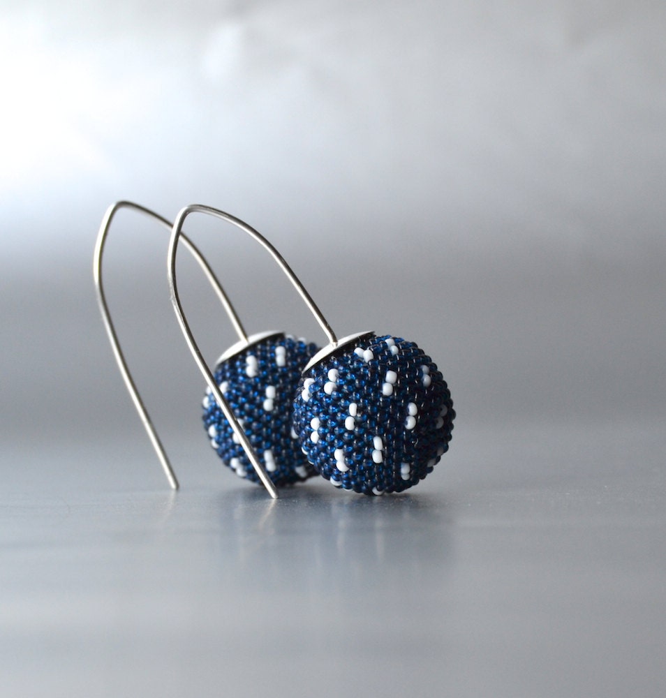 Blue white earrings