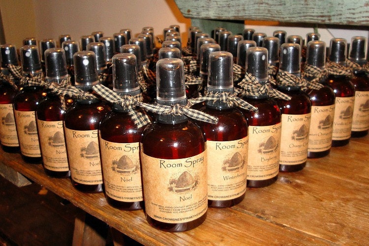 Primitive Handmade ROOM SPRAYS in Amber spray bottles-choose your scent- Perfect for bridal or baby showers