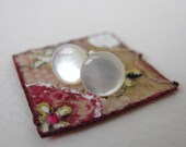 Vintage Pearl Earrings Stud Mother of Pearl Dots Sterling Silver Posts
