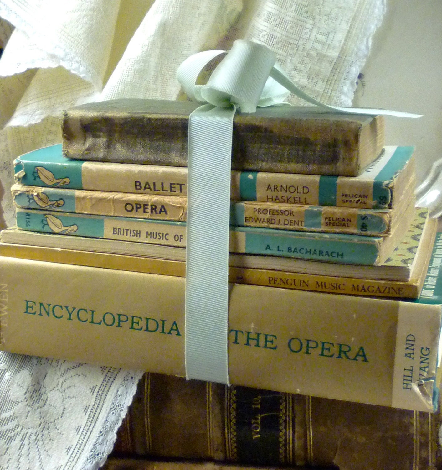 c1913 to 1955 tall stack of music, opera and ballet books sg