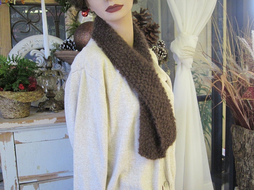 Winter Scarf - Mohair Chocolate Brown