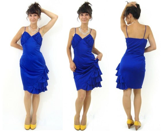 80s dance party dress royal blue M by ellententen on Etsy