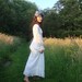 60s bohemian wedding dress / sheer sleeves embroidery XS
