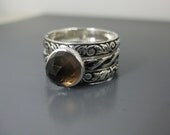 Silver Stacking Ring Set with Smoky Quartz or stone of your choice