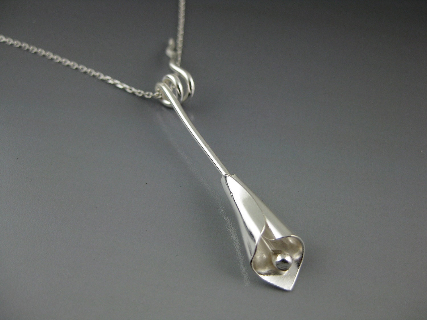 Sterling Silver Hand Forged Calla Lily Necklace