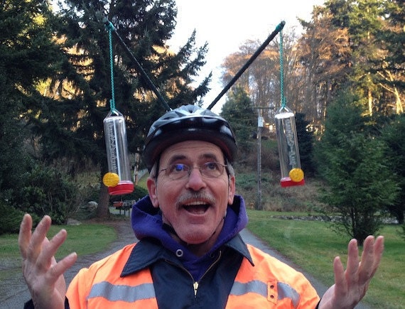 Hummingbird Feeder Hat, Gray on Gray, Check out the video