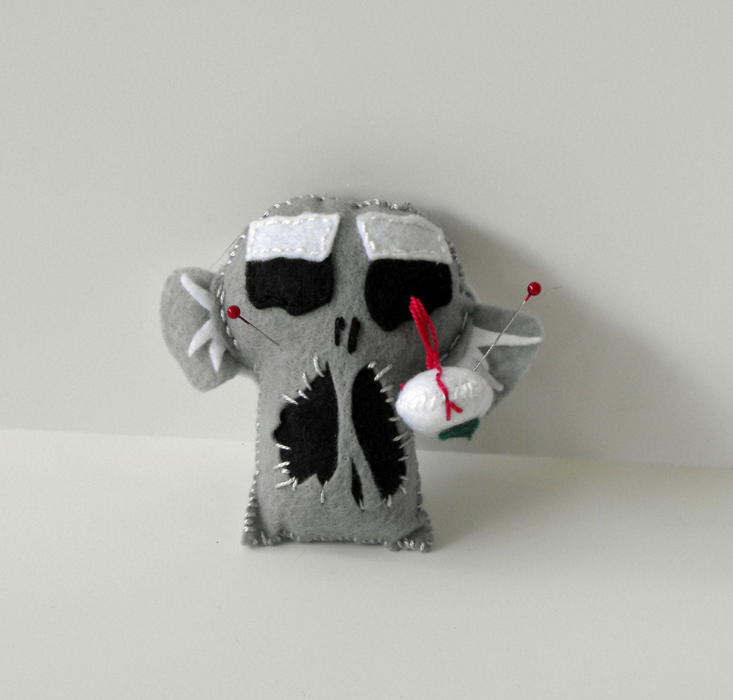 Old Geezer Dangling Eye Zombie Felt Pincushion/Doll
