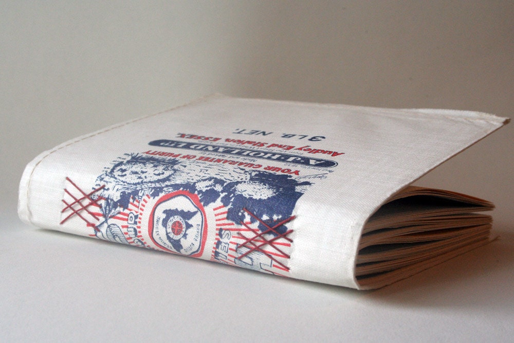 SALE upcycled vintage flour sack artist's journal